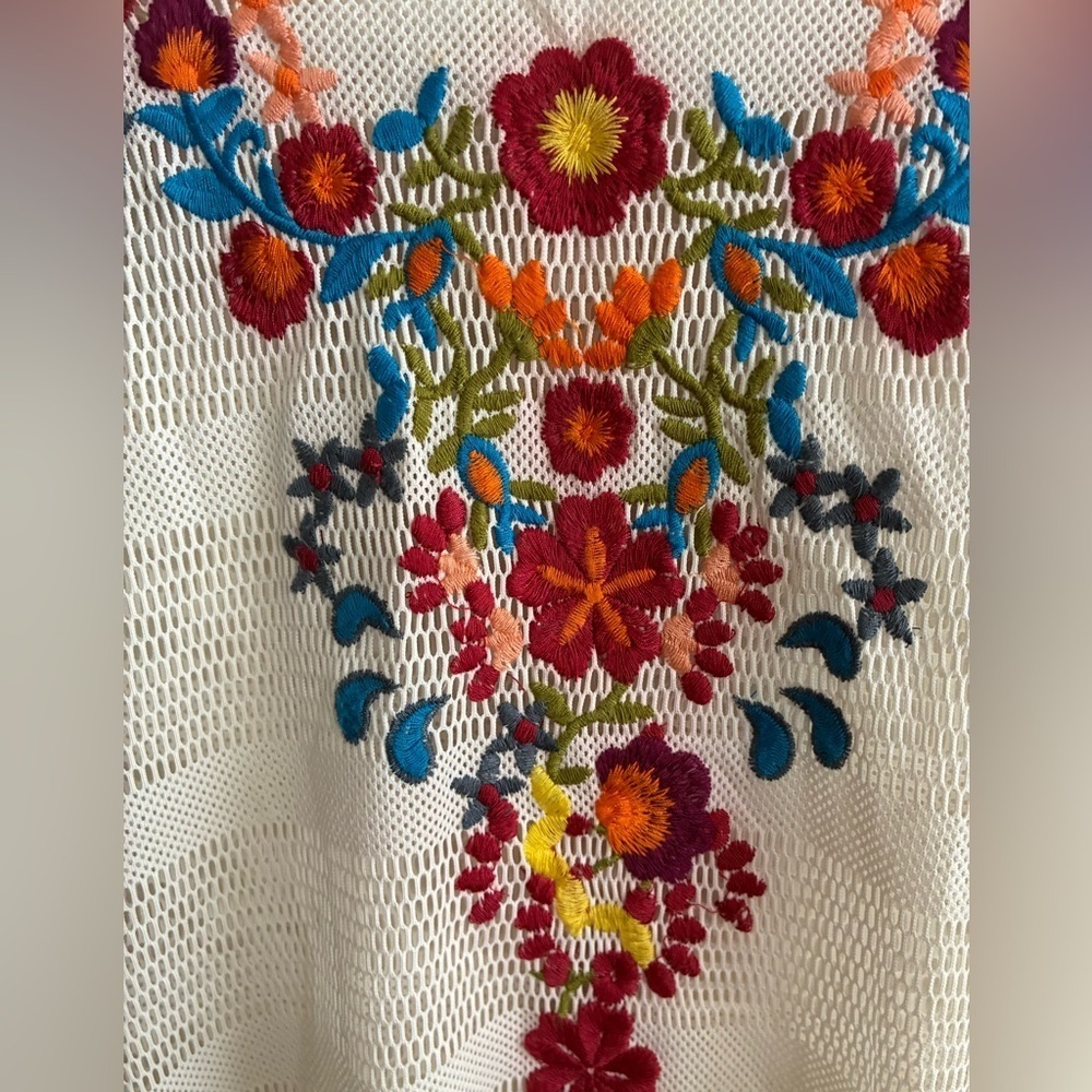 Dor Dor Couture Embroidered Dolman Sleeve Artsy Blouse Top White M - Picture 6 of 13